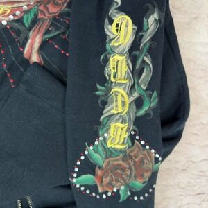 BCBG Max Azria Sacred Heart Zip Hoodie, edd hardy vibes, tatto style hoodie